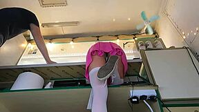 i couldn't resist kissing her naked ass bent over counter