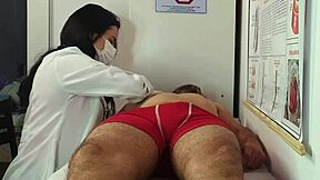 nurse and esthetician spot patient's huge erection during kinky hospital workout