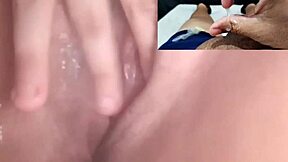 ex's naughty teen fingers wet pussy on sheer red making me cum hard