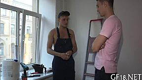 Nice-looking petite teen beauty bent over doggystyle hardcore