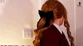 British redhead student rams her tight cunt