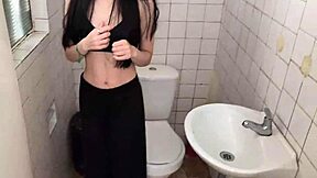 Fucking Service Employee Sneaks Bathroom Bang