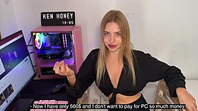 Girlfriend, isn't this skinny blonde college cutie teasing her thong panties perfectly for your outdoor camera view?