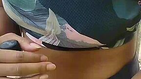 Skinny brazilian ebony flashes tits outdoors then takes public creampie cash