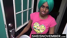 amateur ebony teen's big ass takes public anal pounding sloppy deep