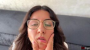 speech therapist bends over skinny teen fucks her tight pussy rough pov