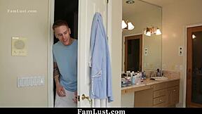 Stepbro catches stepsis and fucks her hard by the bathtub edge