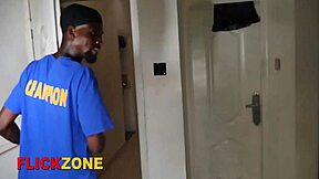 Step sis sneaks close-up ebony curves craving boss dick fingering