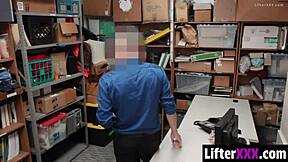 Officer rips clothes and pounds caught teen's tight pussy in garage