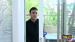 funsize petite teen double penetrated roughly by two guys in threesome