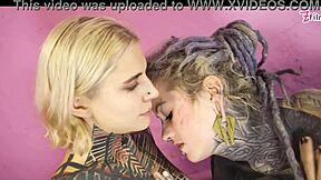 Tattooed Goth Lesbians Fuck With Strapon Dildos and Vibrators