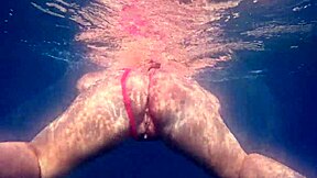 pawg shakes big ass in thong bikini underwater swim.