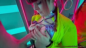 sloppy goth redhead deepthroats in public rave bathroom?