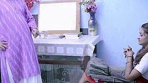 Indian teen gets fucked hard by teacher during naughty classroom sex lesson