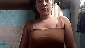 cute asian neighbor teases tight tits through sheer top next door