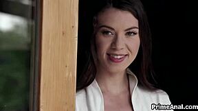 Tiffany's ass stretched wide on terrace railing!