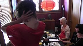 two lesbians grab a strapon and pound each other wildly for fun