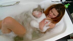 redhead ksenia valasatik cums hard underwater in steamy shower