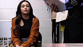 Pretty teen Vanessa caught shoplifting—bend over for mall cop's rough pussy punish fuck now?