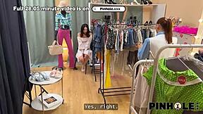 russian teen sneaks vibrator anal fuck in shop changing room all holes