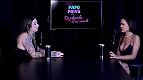 brazilian latina alice vasconcelos bares tattooed body in outdoor public casting interview full of fetish toys on sheer red