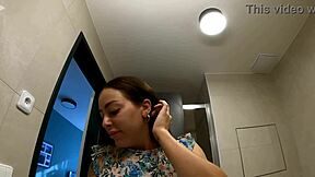 whoa tattooed alia drops panties flashing tight shaved pussy and bare ass in bathroom!