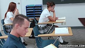 naughty izzy bell sucks then rides huge cock uniform style 😈🍆