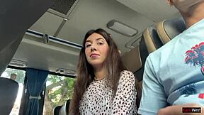 skinny teen risks public bus handjob flashing cum pov