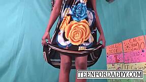 ebony teen babe squirts hard from double penetration pussy stretch