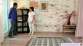 PETITE BABE GIVES NEIGHBOR SLIPPERY NURU MASSAGE FUN